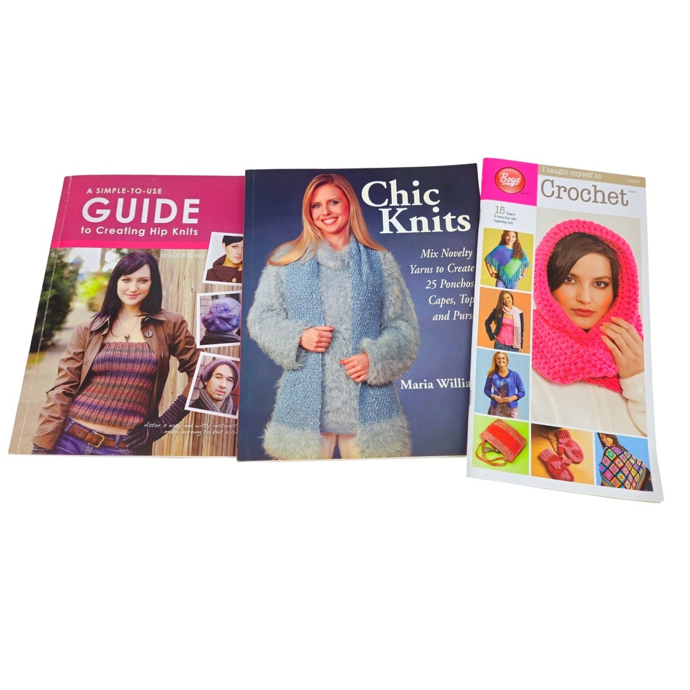 Knitting Crochet Pattern Book Lot Boye Chic Knits Guide to Creating Hip Knits